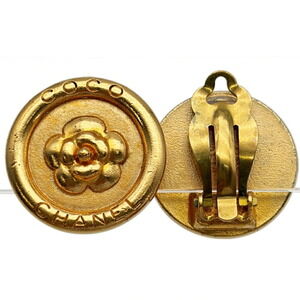 Chanel Camellia Flower Earrings, GP Gold, Women's, Button, Coco